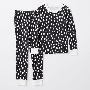Pottery Barn Kids Black & White Brushstroke Dot Pajama Set Sz 4